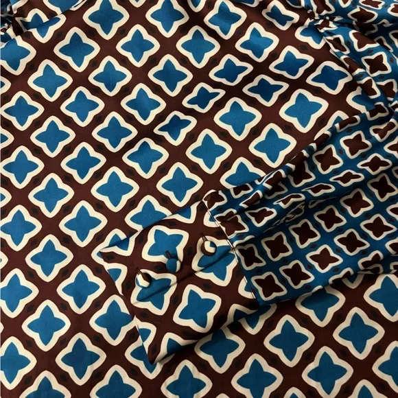 NWOT Zara Geometric Tie Neck Blouse - Picture 2 of 5